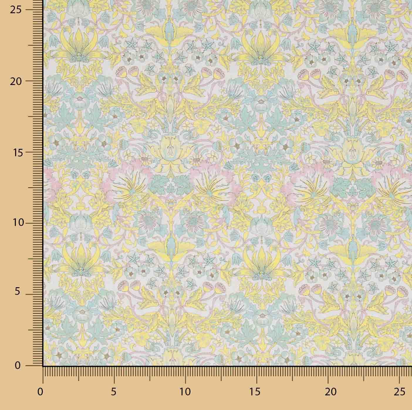 Percale imprimée « Jardin de Versailles » jaune pastel - Ribes y Casals