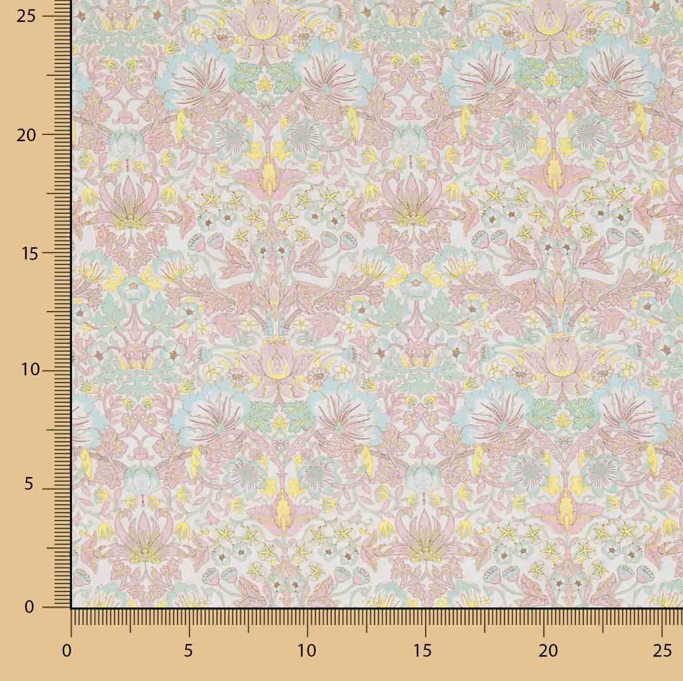 Percale imprimée « Jardin de Versailles » rose pastel - Ribes y Casals