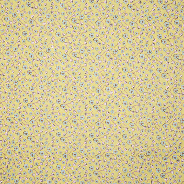 Percale imprimée motif floral vintage jaune - Ribes y Casals