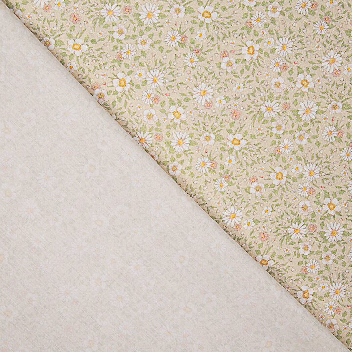 Percale imprimée « Marguerites de printemps » beige - Ribes y Casals