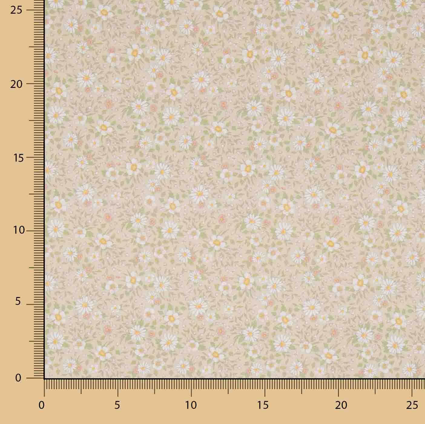 Percale imprimée « Marguerites de printemps » beige - Ribes y Casals