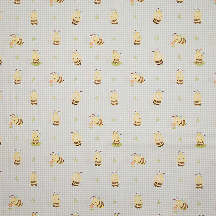 Percale imprimée « Abeillines adorables » beige - Ribes y Casals
