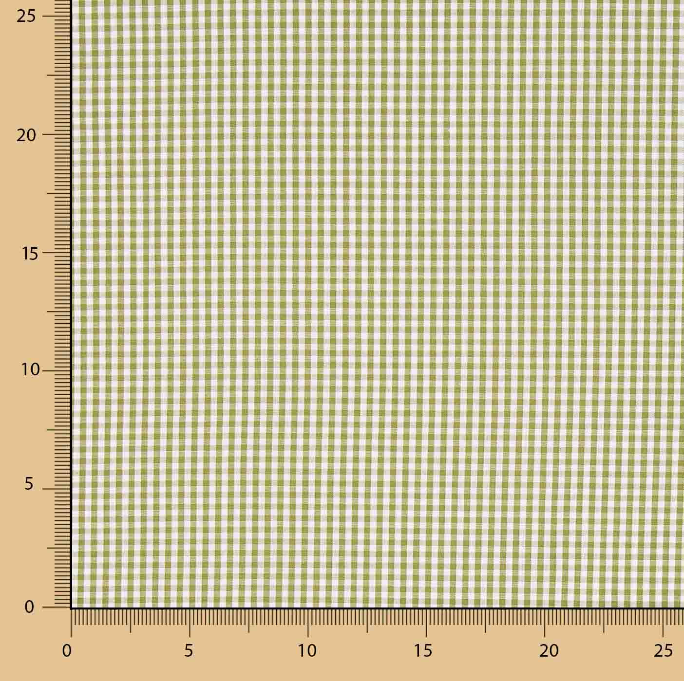 Percale imprimée mini-vichy olive - Ribes y Casals