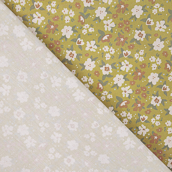 Percale imprimée « Flora » moutarde - Ribes y Casals