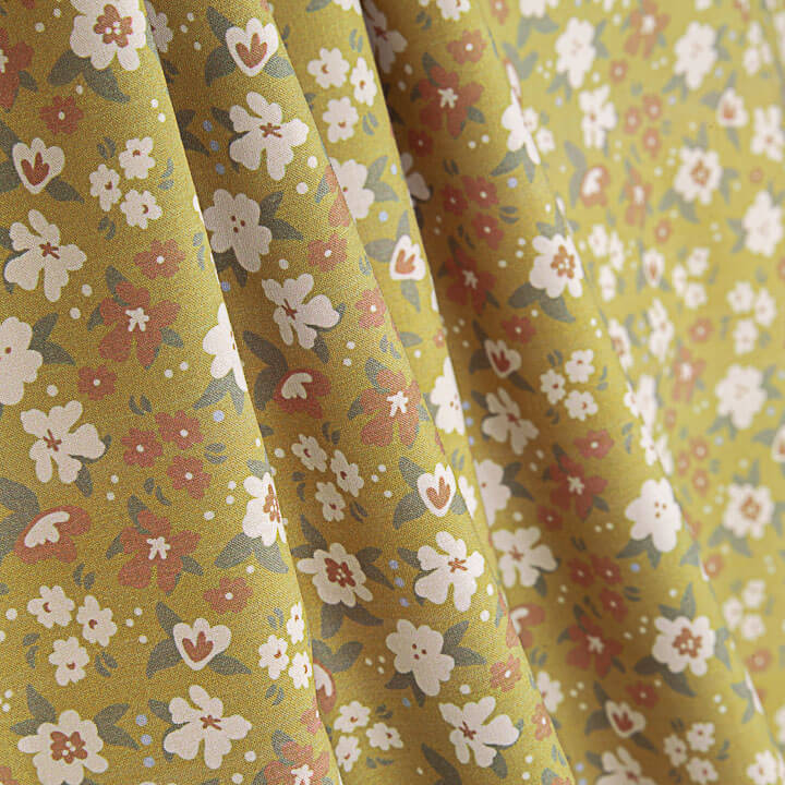 Percale imprimée « Flora » moutarde - Ribes y Casals