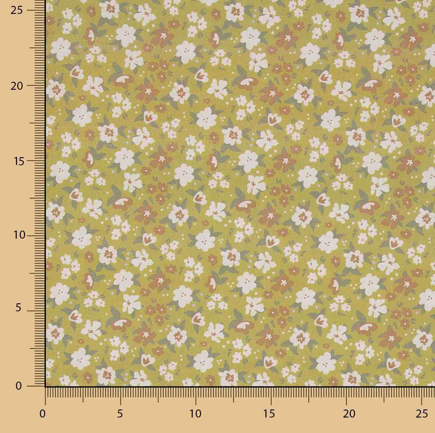Percale imprimée « Flora » moutarde - Ribes y Casals
