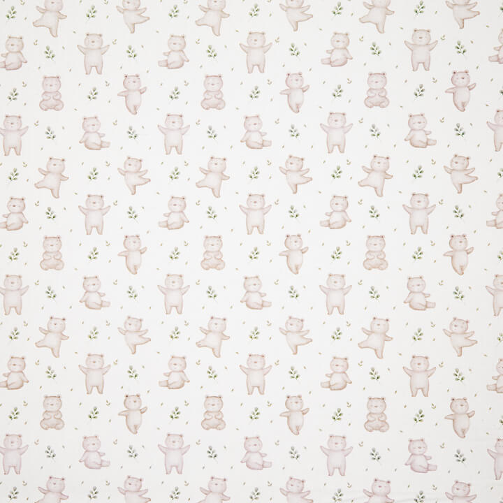 Percale imprimée « Les petits ours de la forêt » beige - Ribes y Casals