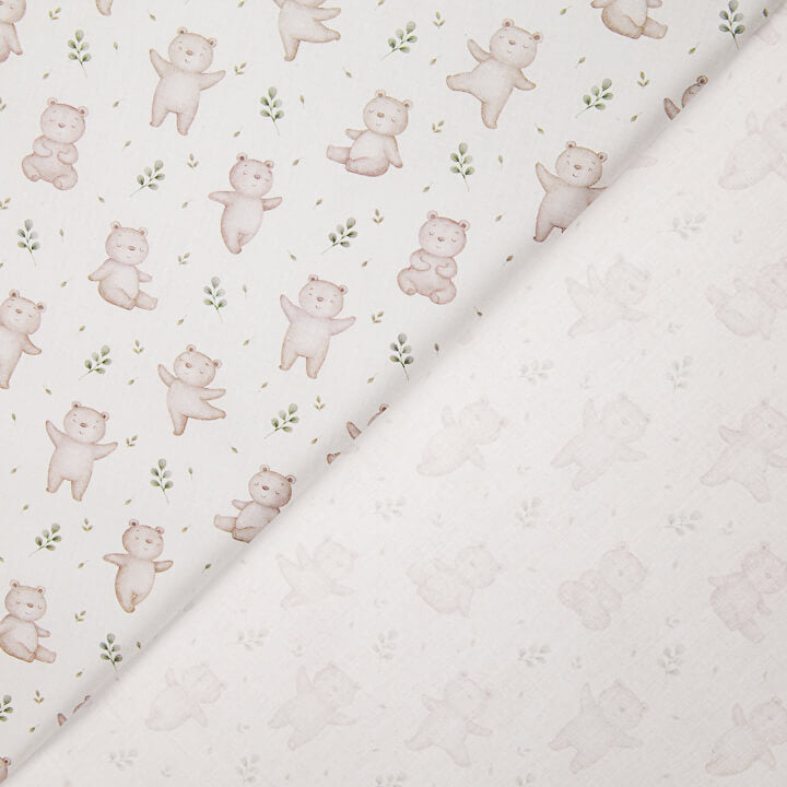 Percale imprimée « Les petits ours de la forêt » beige - Ribes y Casals