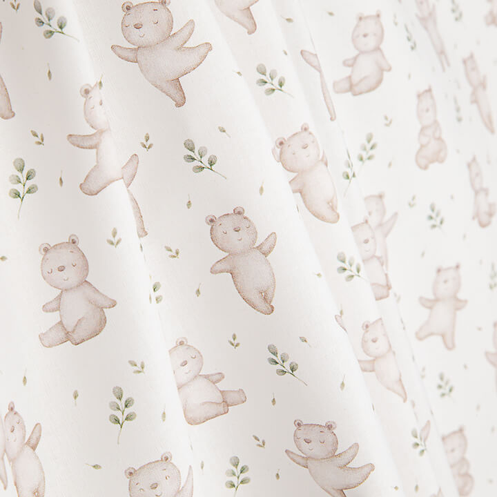 Percale imprimée « Les petits ours de la forêt » beige - Ribes y Casals
