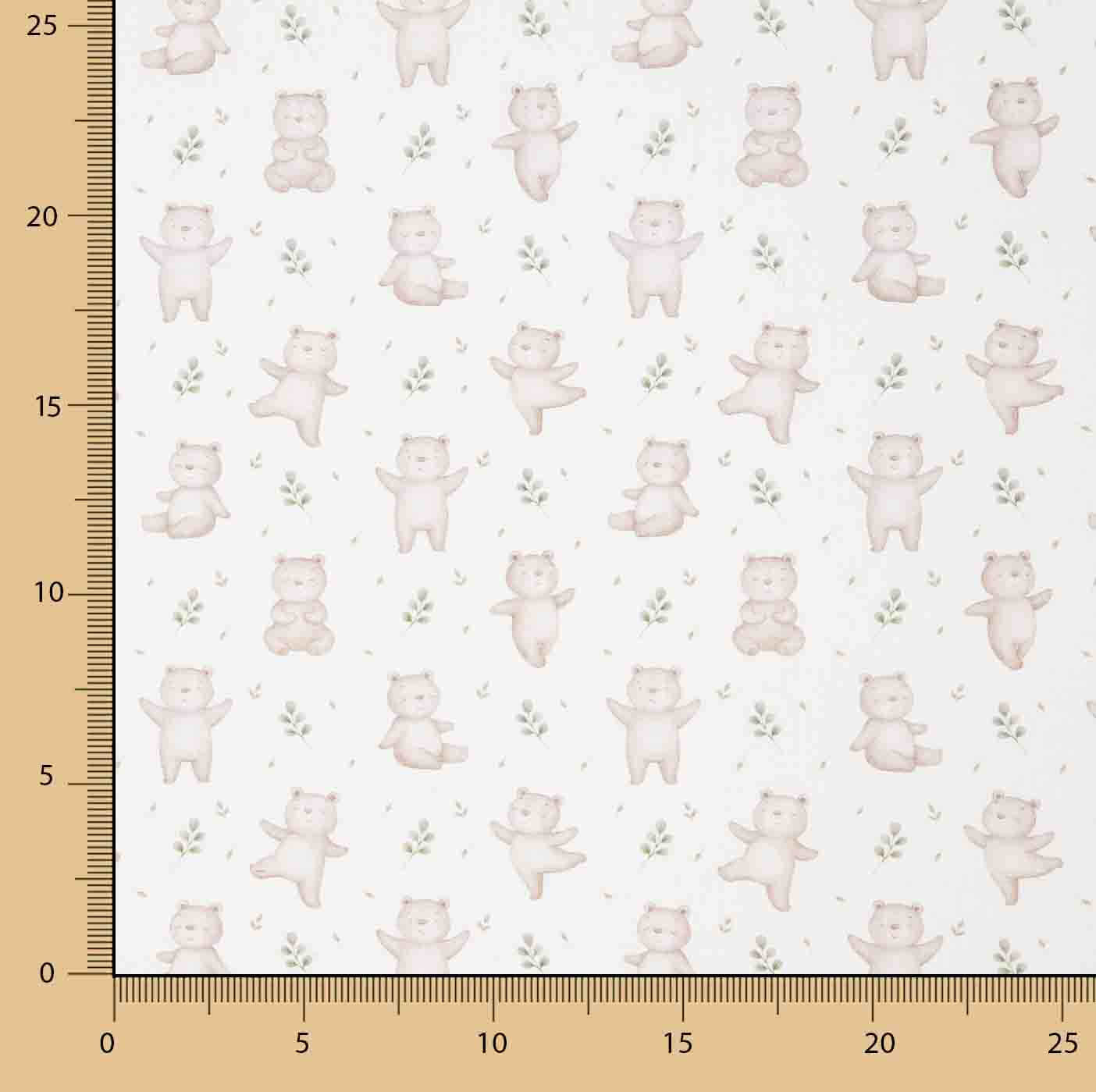 Percale imprimée « Les petits ours de la forêt » beige - Ribes y Casals