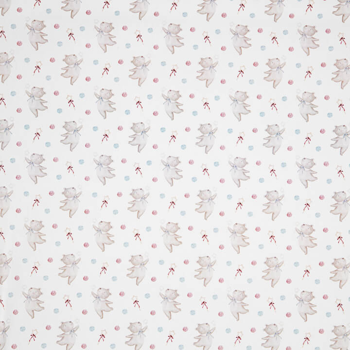 Percale imprimée « Petits ours volants » rose et bleu - Ribes y Casals