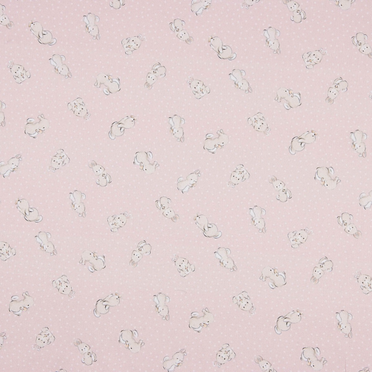 Tissu piqué de coton imprimé lapin rose doux - Ribes y Casals
