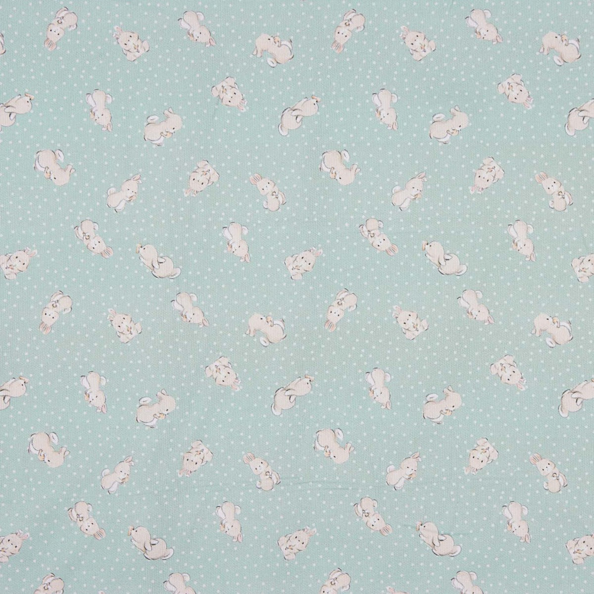 Piqué de coton imprimé lapin vert doux - Ribes y Casals
