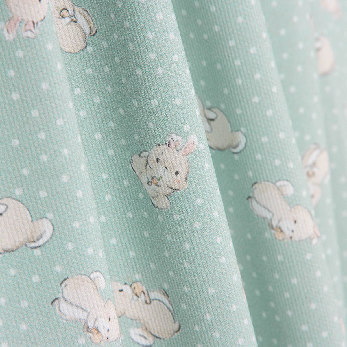 Piqué de coton imprimé lapin vert doux - Ribes y Casals