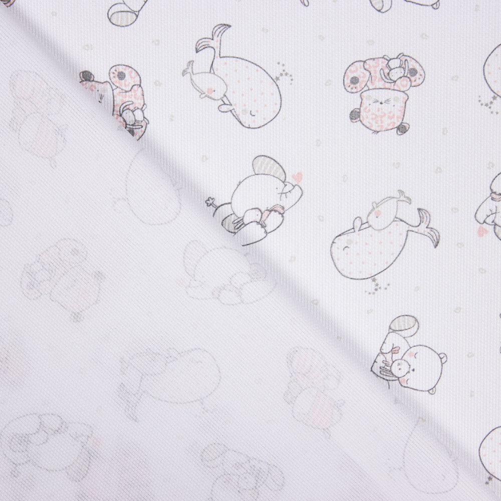 Piqué Rayures Rose Hippopotame Pistache - Ribes y Casals