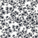 Piqué Polyester Fleurs Noir - Ribes y Casals