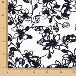 Piqué Polyester Fleurs Noir - Ribes y Casals