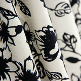 Piqué Polyester Fleurs Noir - Ribes y Casals