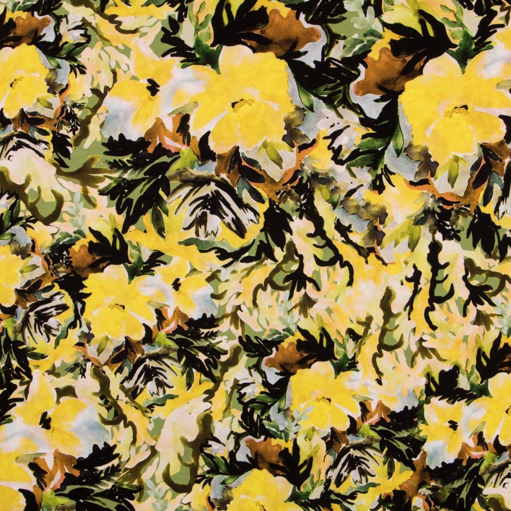 Tissu Polyester Fleur Jaune - Ribes y Casals
