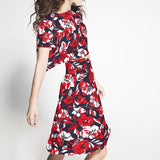 Tissu Polyester Tropical Rouge - Ribes y Casals