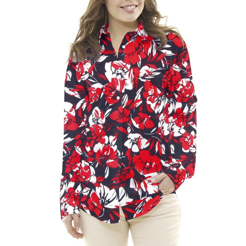 Tissu Polyester Tropical Rouge - Ribes y Casals