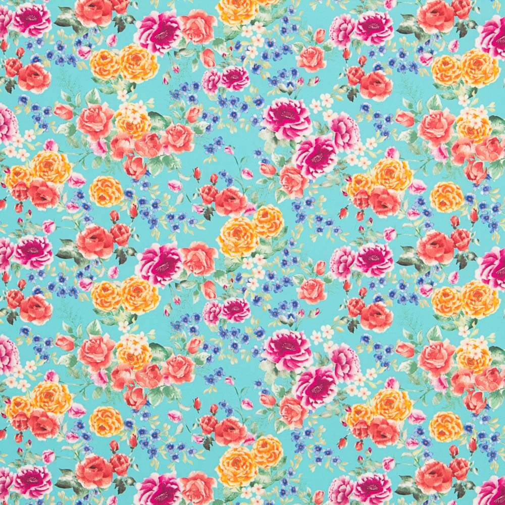 Tissu Plat Mini Crétonne Turquoise - Ribes y Casals