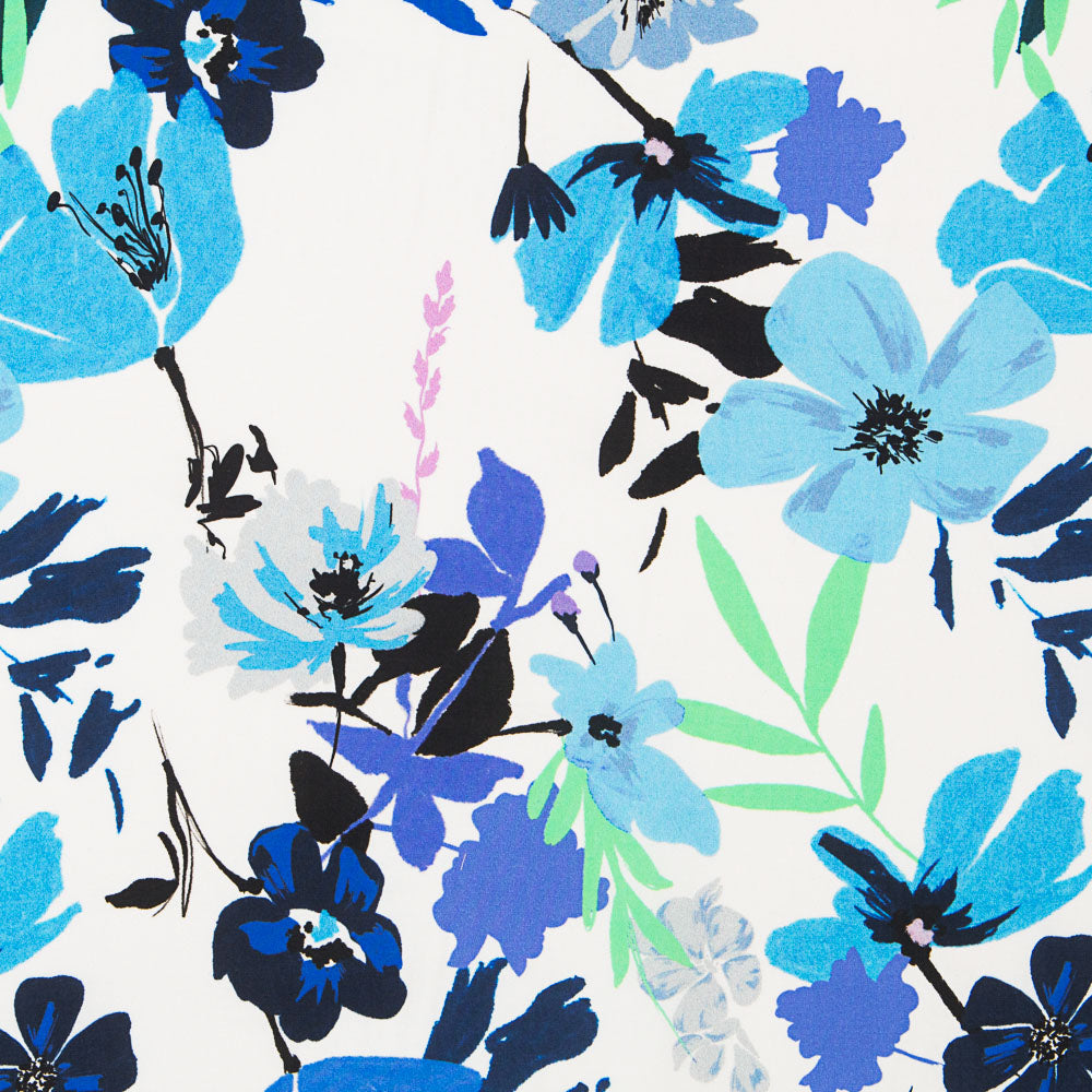 Polyester Plat Fleurs Bleues - Ribes y Casals