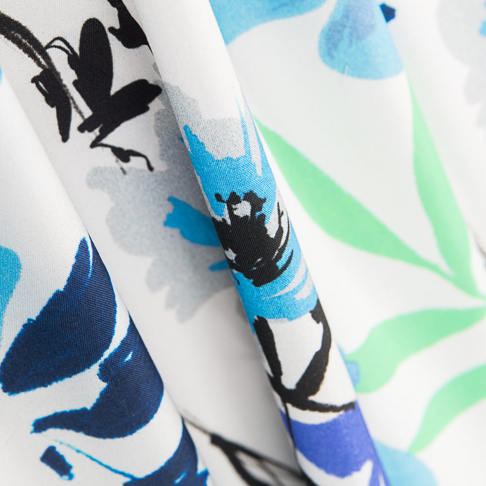 Polyester Plat Fleurs Bleues - Ribes y Casals