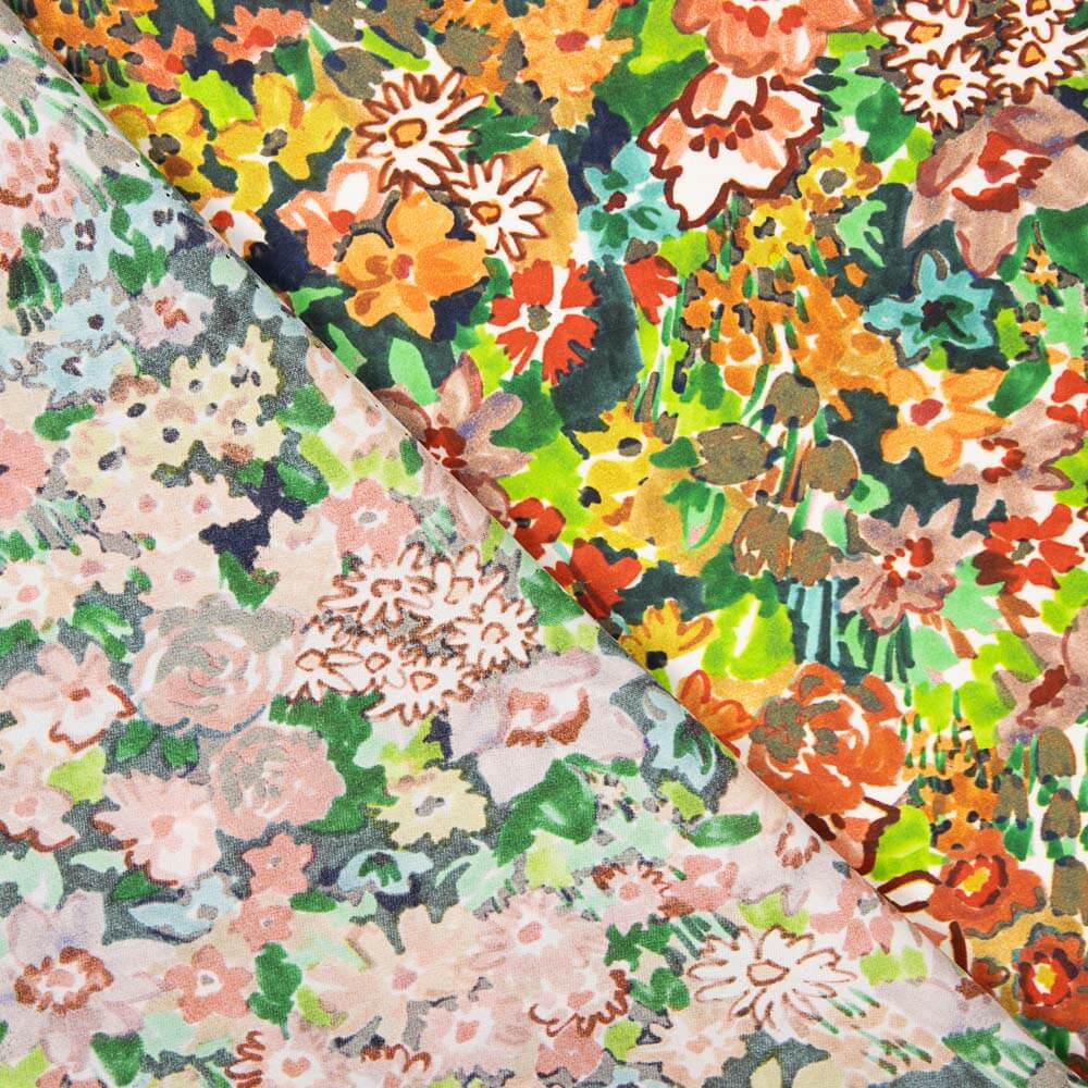 Tissu Plat Peinture Fleurs Polyester - Ribes y Casals
