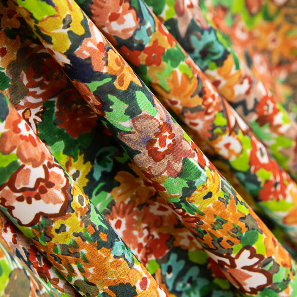 Tissu Plat Peinture Fleurs Polyester - Ribes y Casals