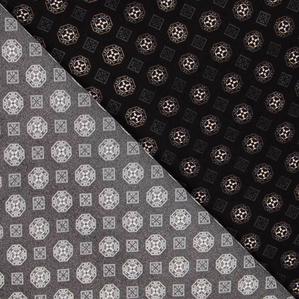 Tissu Polyester Géométrique Noir - Ribes y Casals