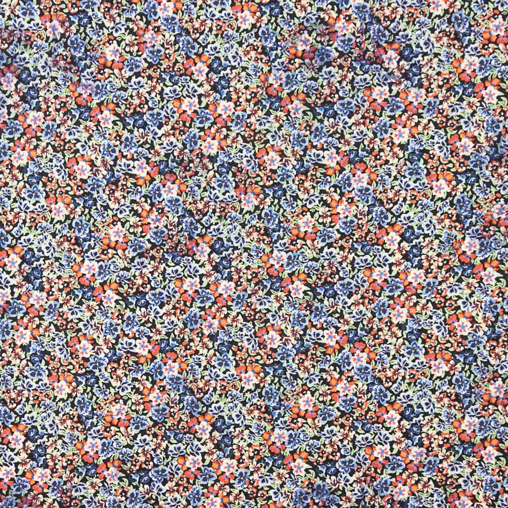 Spandex Plat Viscose Petite Fleur Bleu - Ribes y Casals