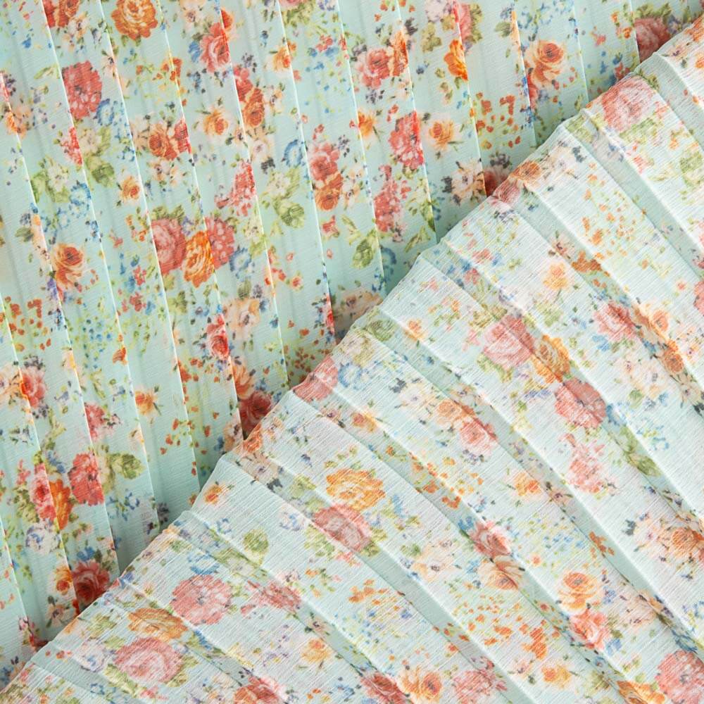 Mousseline Plissé Bambula Primavaera Aqua - Ribes y Casals