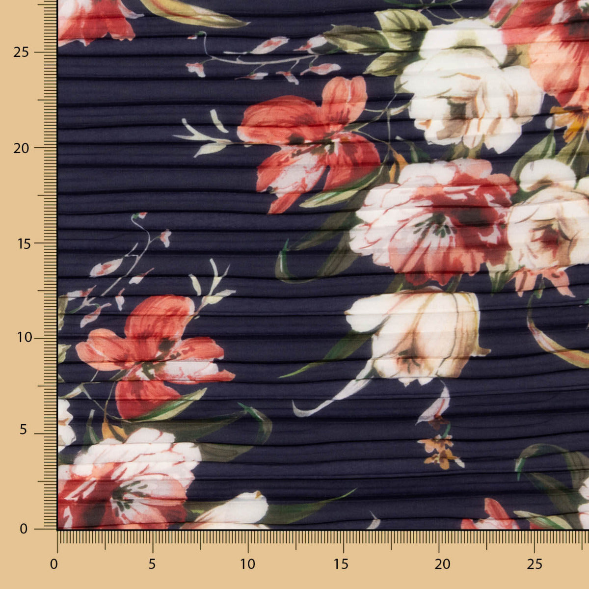 Tissu Gaze Plissée Fleurs Bleu Marine - Ribes y Casals