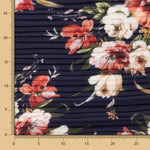 Tissu Gaze Plissée Fleurs Bleu Marine - Ribes y Casals