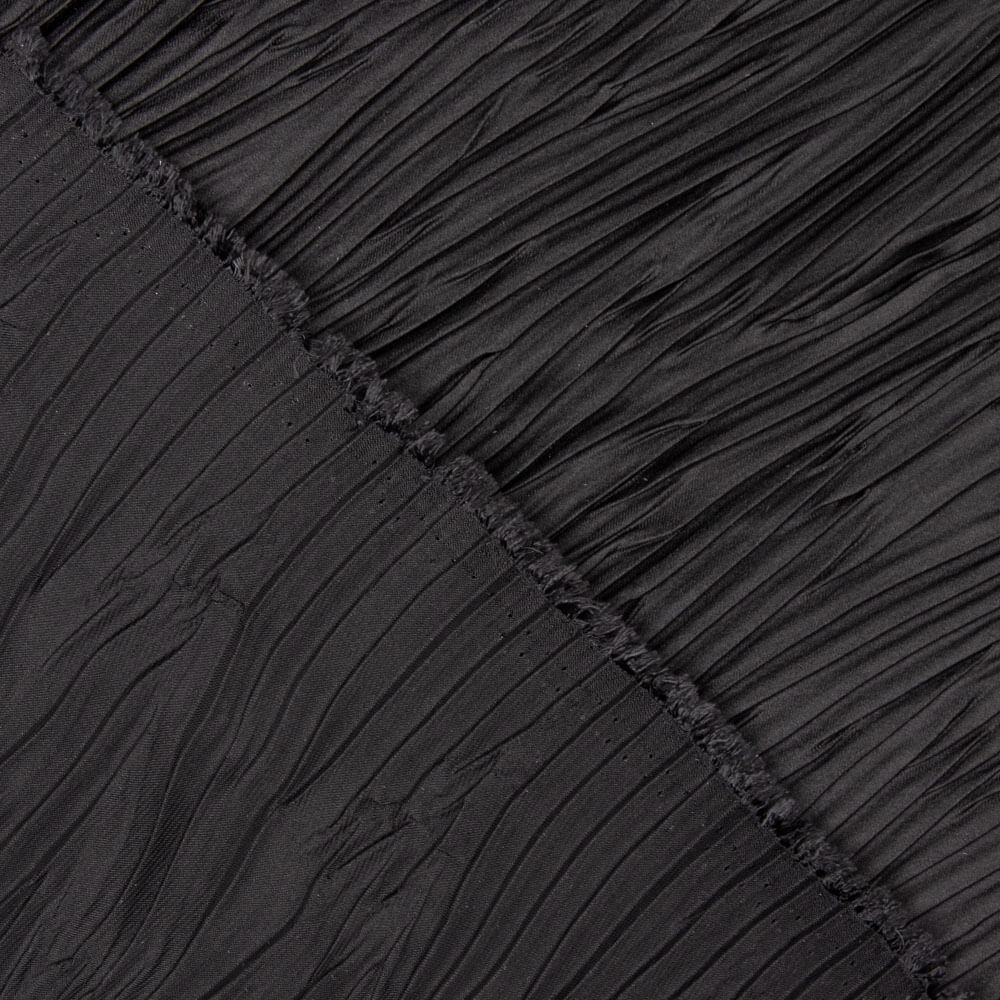 Tissu Satiné Polyester Noir Plissé - Ribes y Casals
