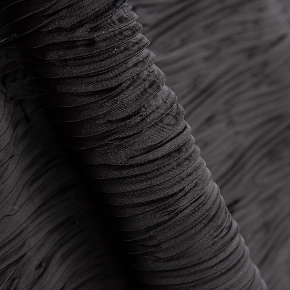 Tissu Satiné Polyester Noir Plissé - Ribes y Casals