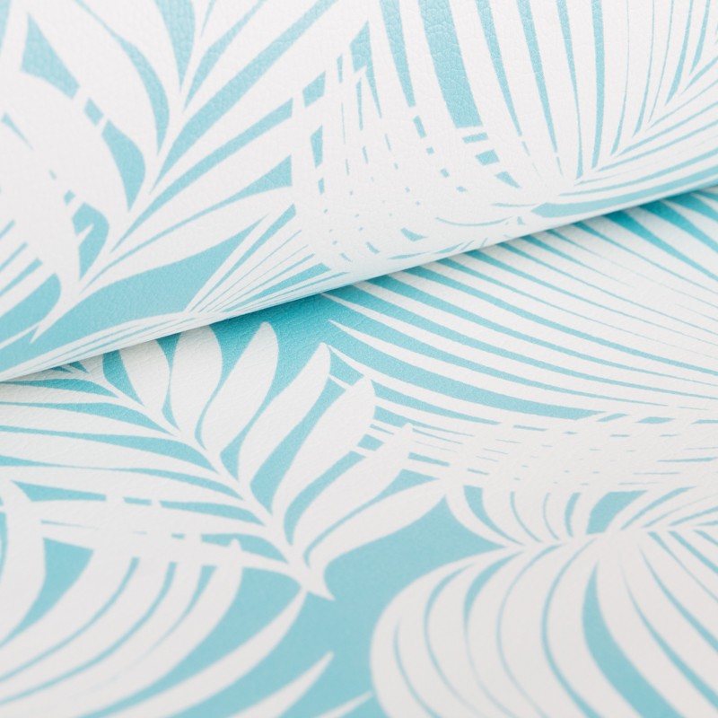 Tissu Similicuir Palmiers Turquoise - Ribes y Casals