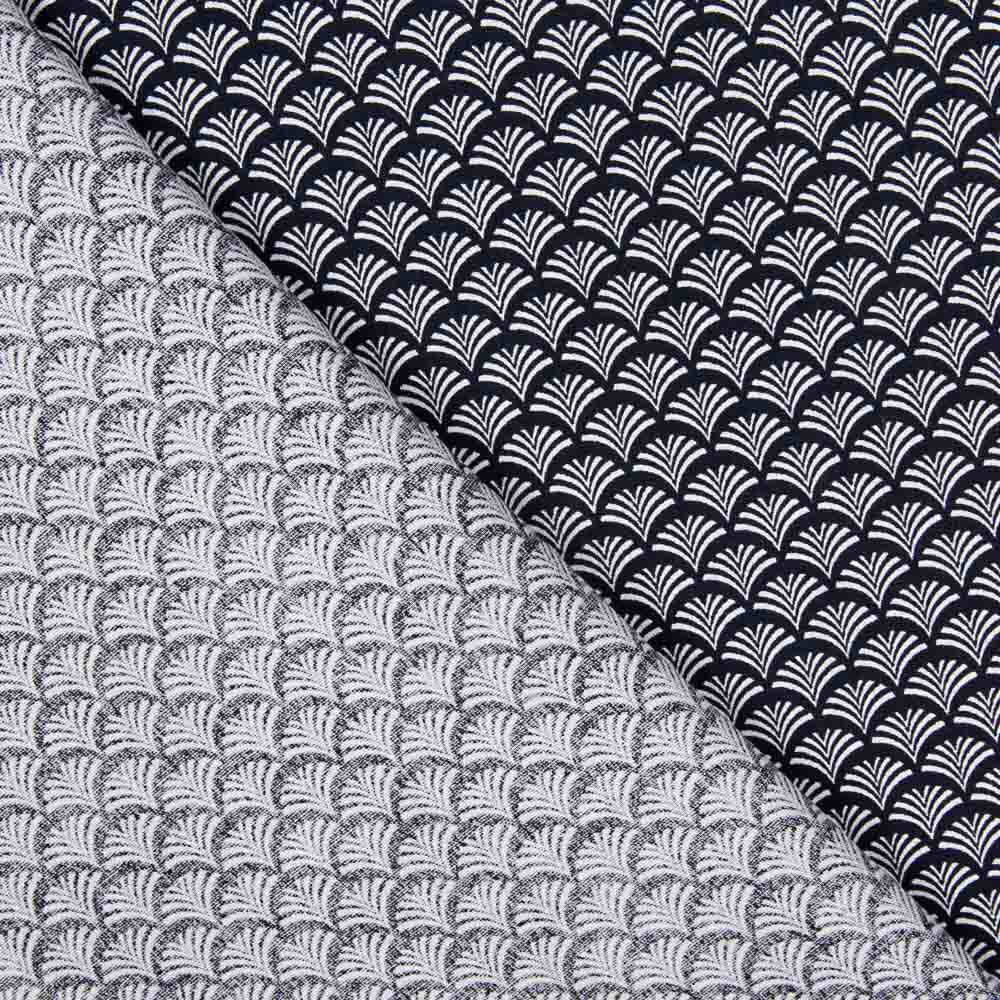 Popeline De Coton imprimé Éventail marine - Ribes y Casals