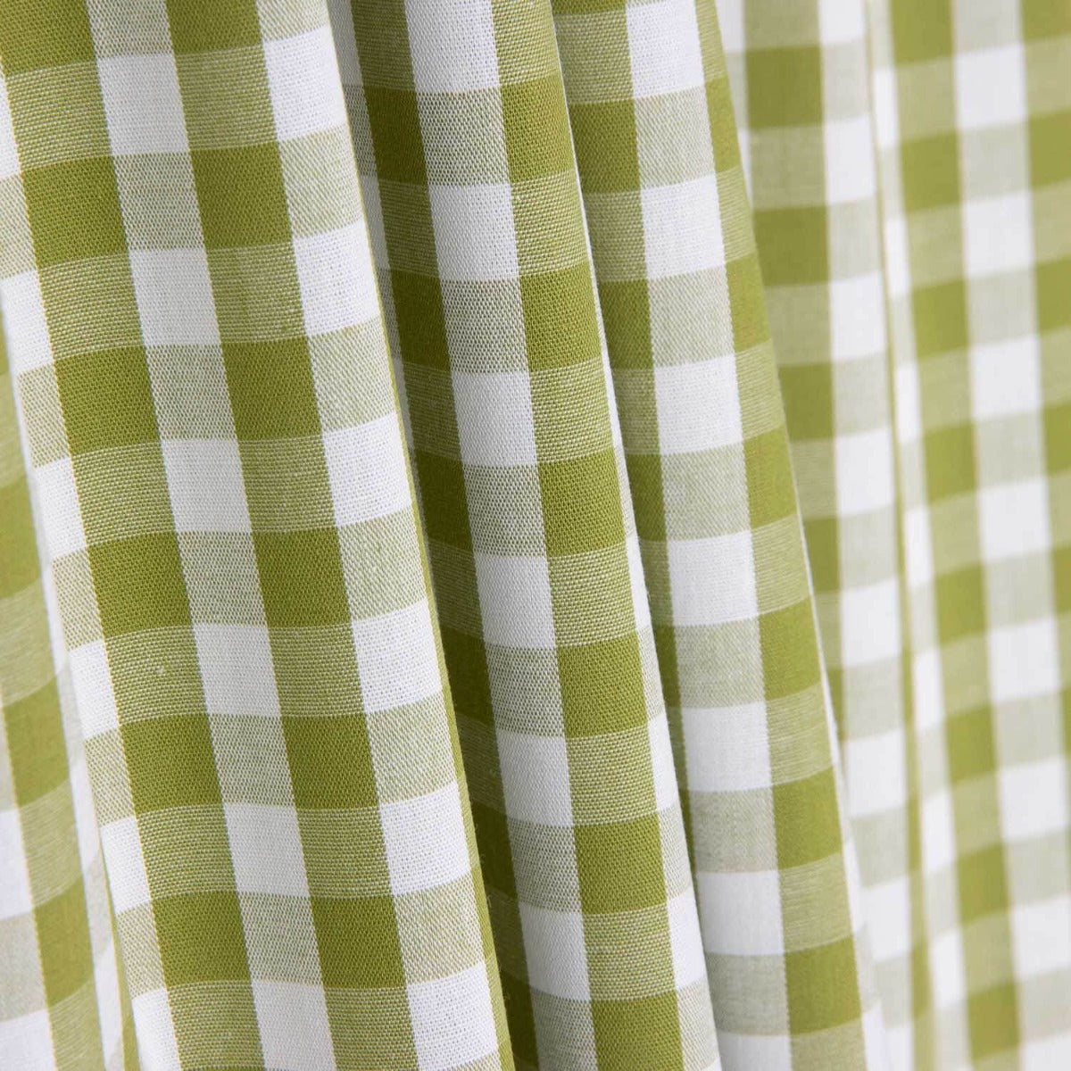 Maxi popeline de coton à carreaux olive - Ribes y Casals