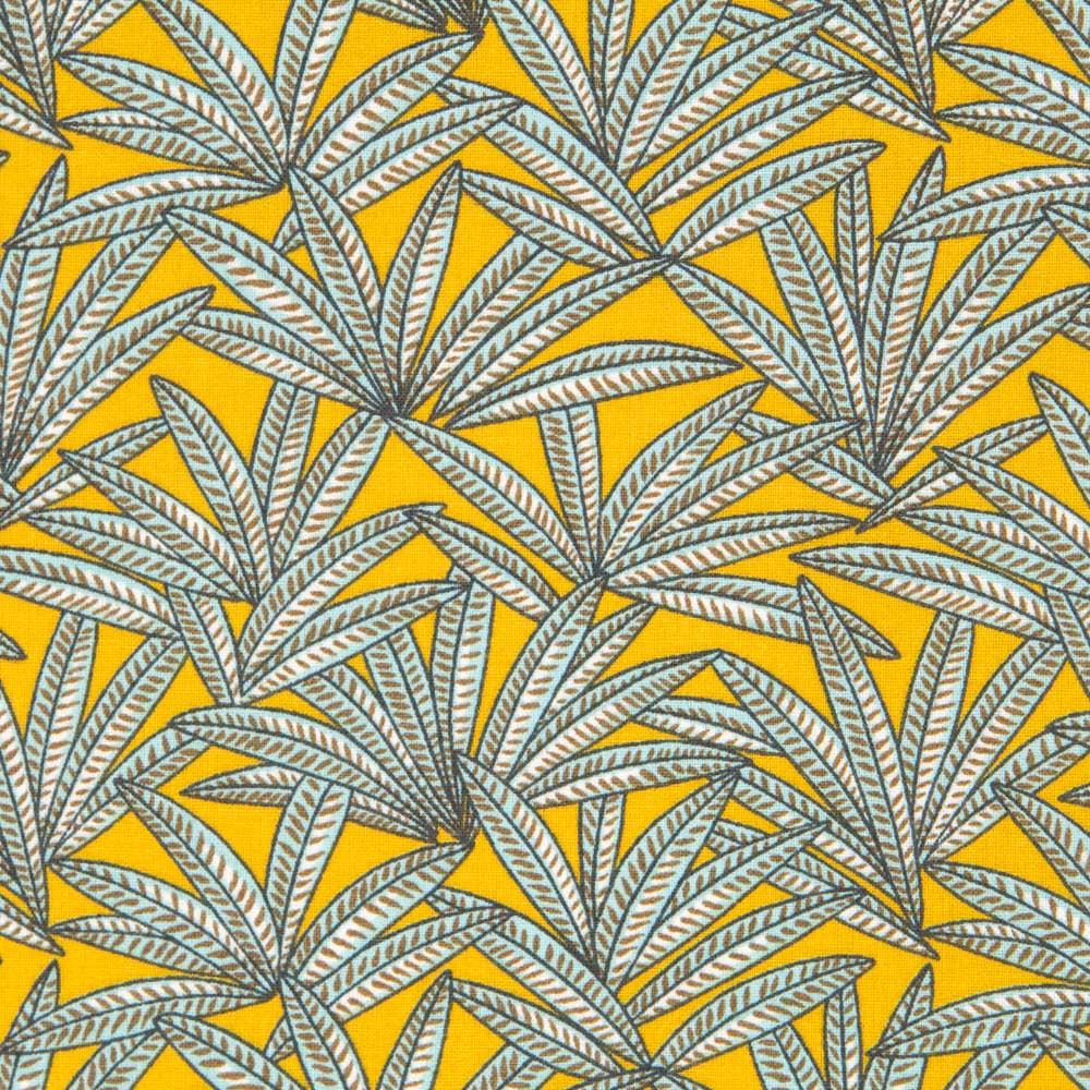 Popeline Coton Jaune Cannabis - Ribes y Casals