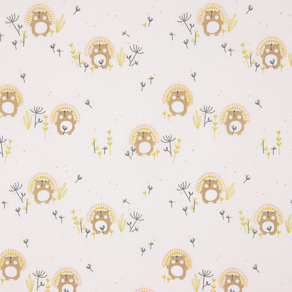 Popeline Coton Enfant Hérison Rose - Ribes y Casals