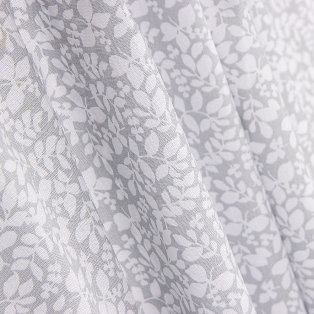 Popeline de Coton Feuilles Gris - Ribes y Casals