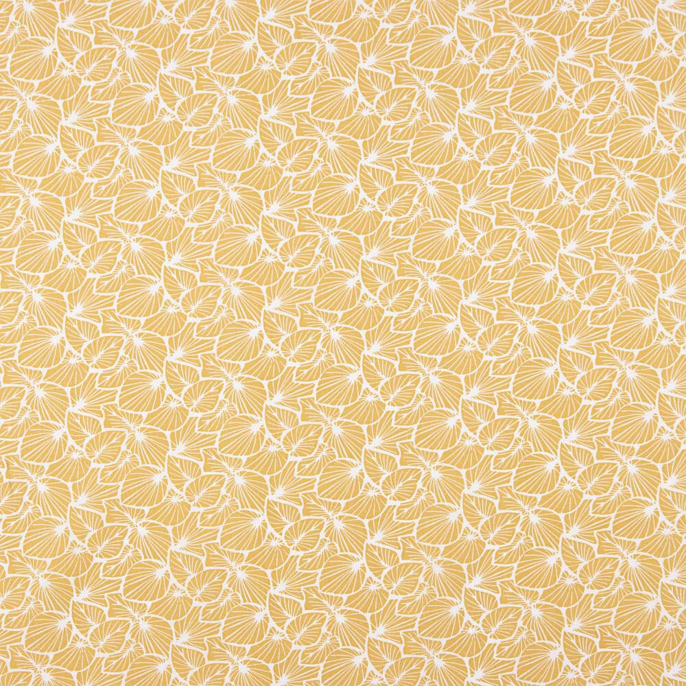 Popeline Coton Enfant Feuilles Jaune - Ribes y Casals