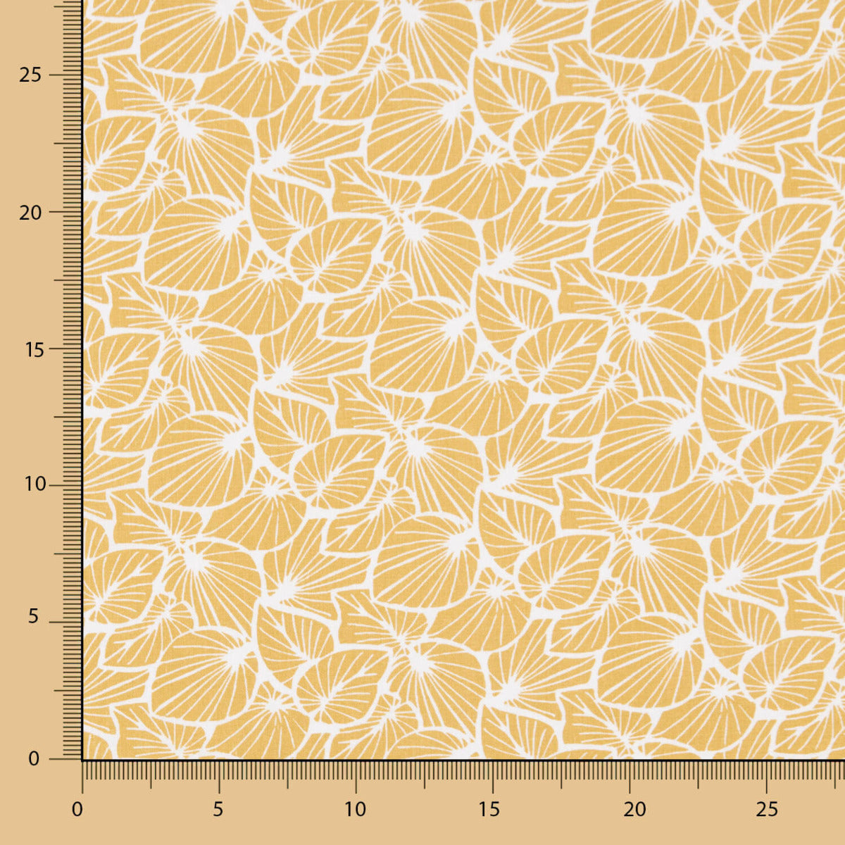 Popeline Coton Enfant Feuilles Jaune - Ribes y Casals