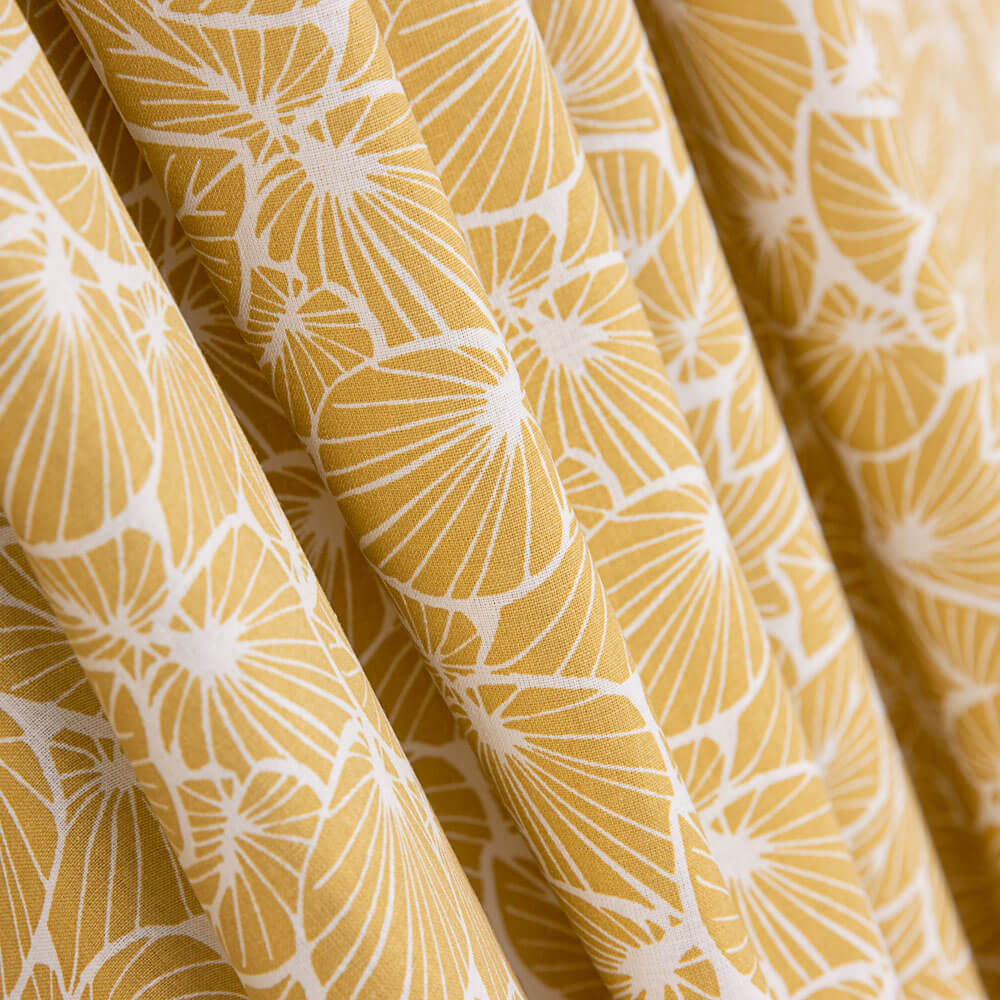 Popeline Coton Enfant Feuilles Jaune - Ribes y Casals