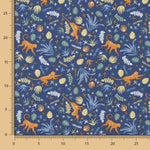 Popeline Coton Singes Bleu Marine - Ribes y Casals