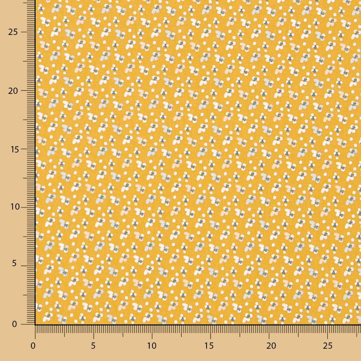 Popeline Coton Mini Fleurs Ocre - Ribes y Casals