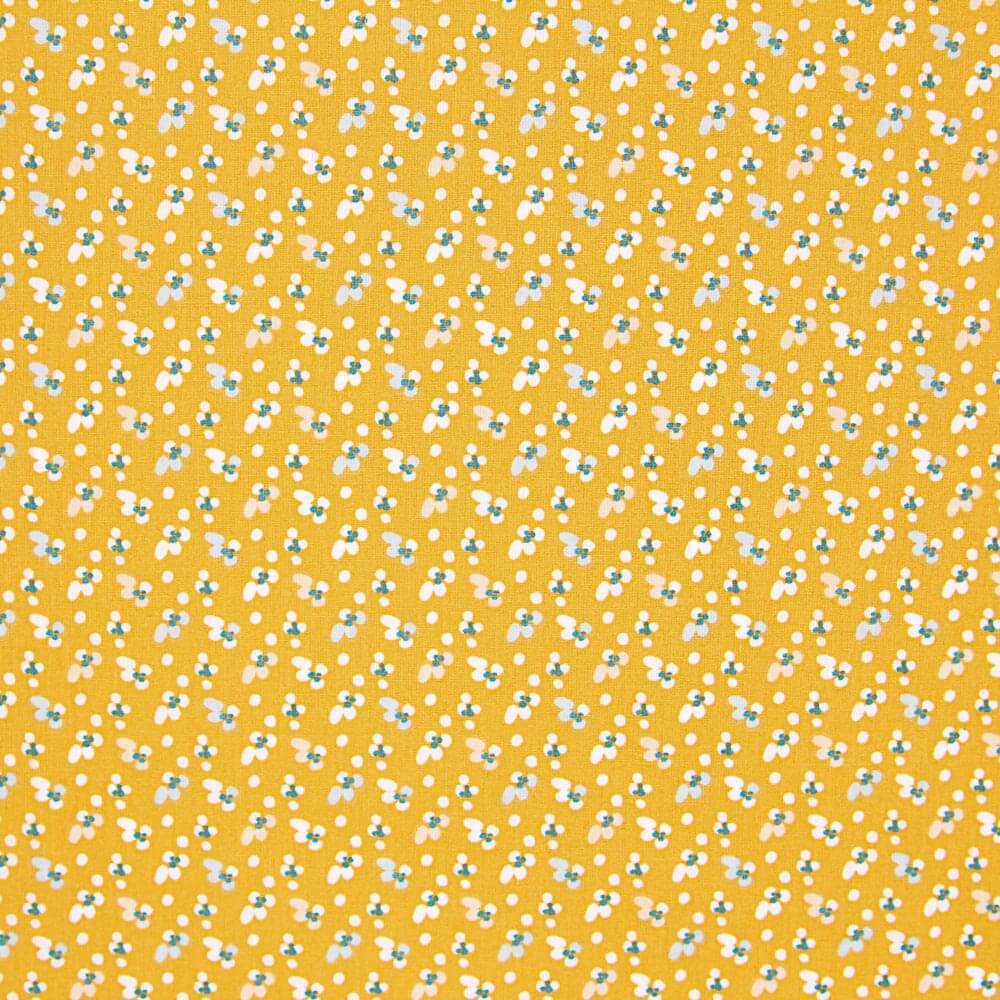 Popeline Coton Mini Fleurs Ocre - Ribes y Casals