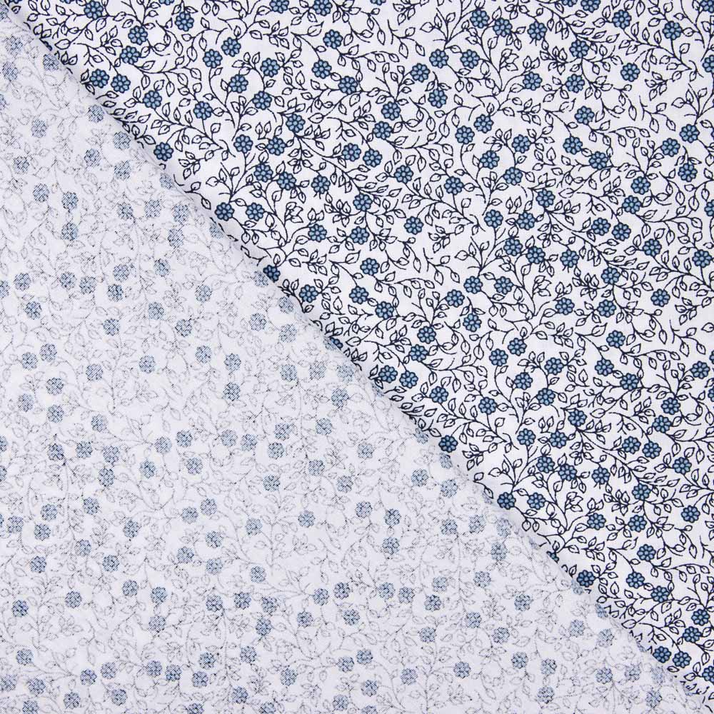 Popeline Coton Minimals Blanc-Bleu - Ribes y Casals